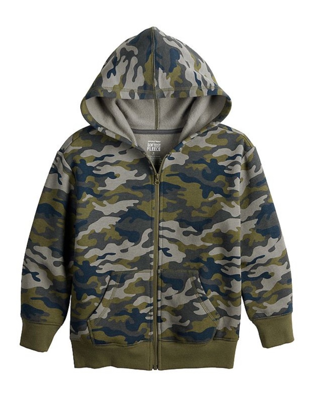 Jumping beans Kids Camo fleece Zip-Up Hoodie size 4